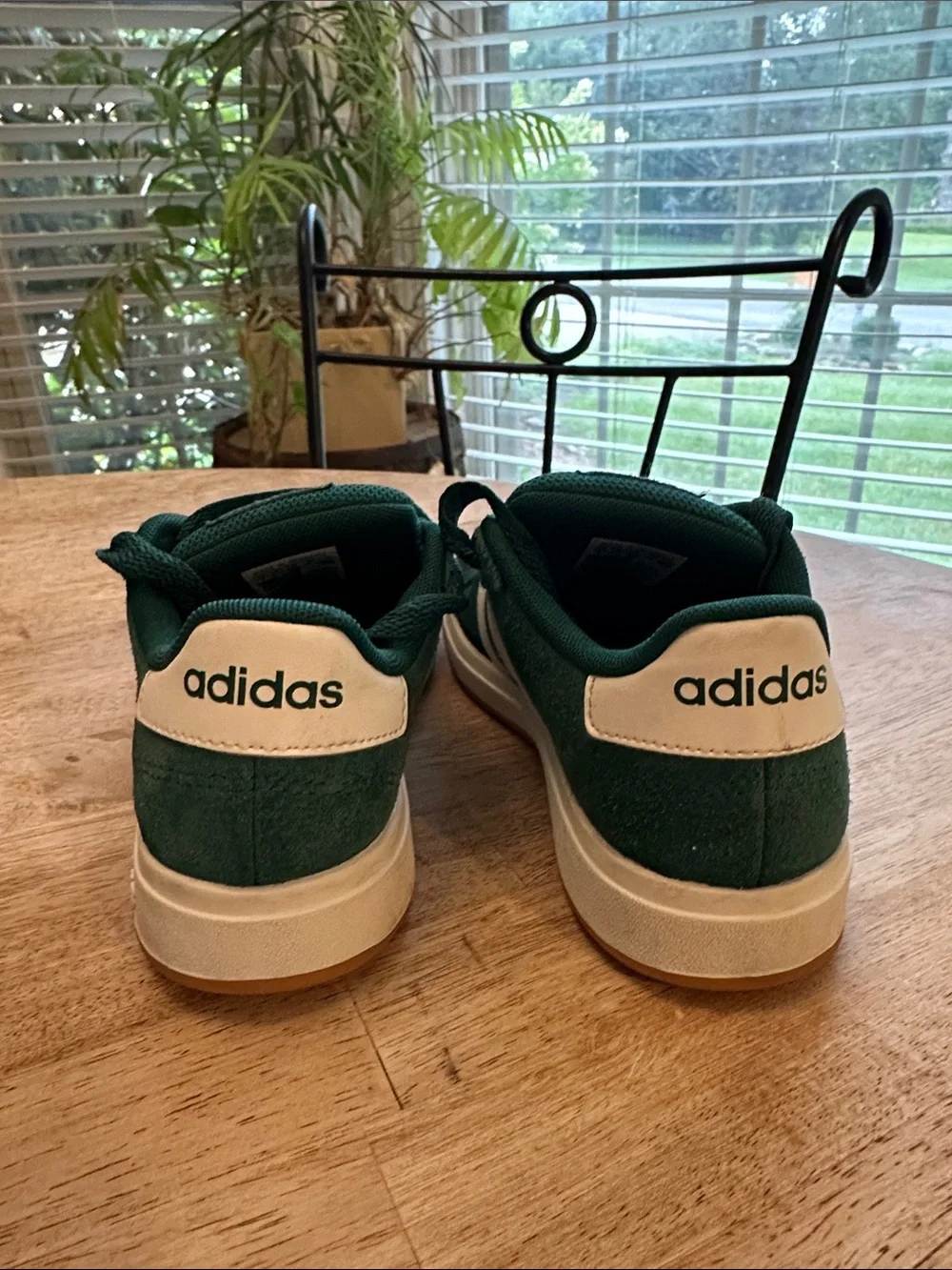 adidas Dark Green Suede Sneakers with Cream Stripes